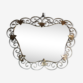 1960 brass heart mirror - 58x47cm