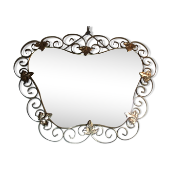 1960 brass heart mirror - 58x47cm