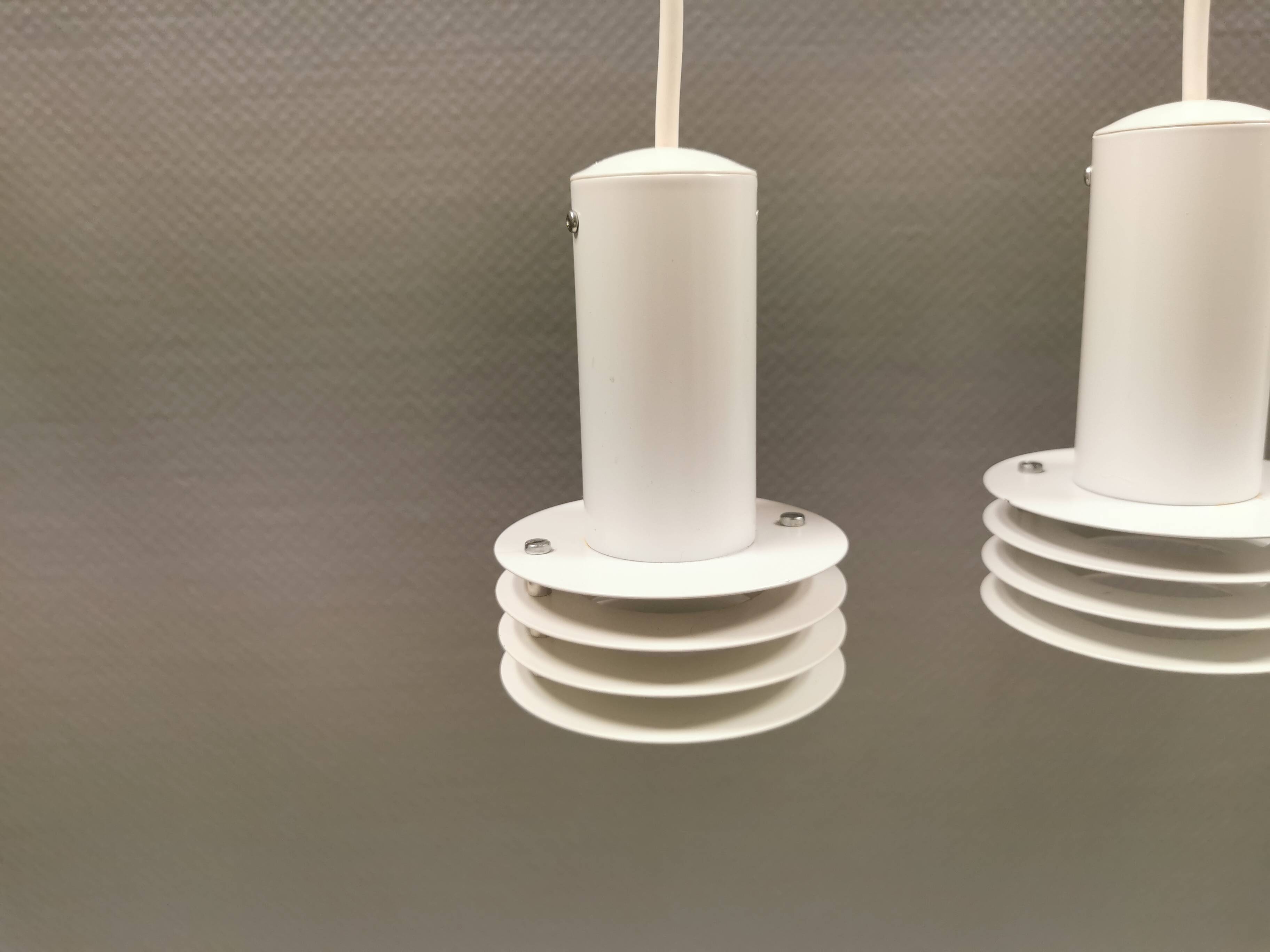 3 minimalistic small hanging lamps from danish lyfa, produced in the 80s.