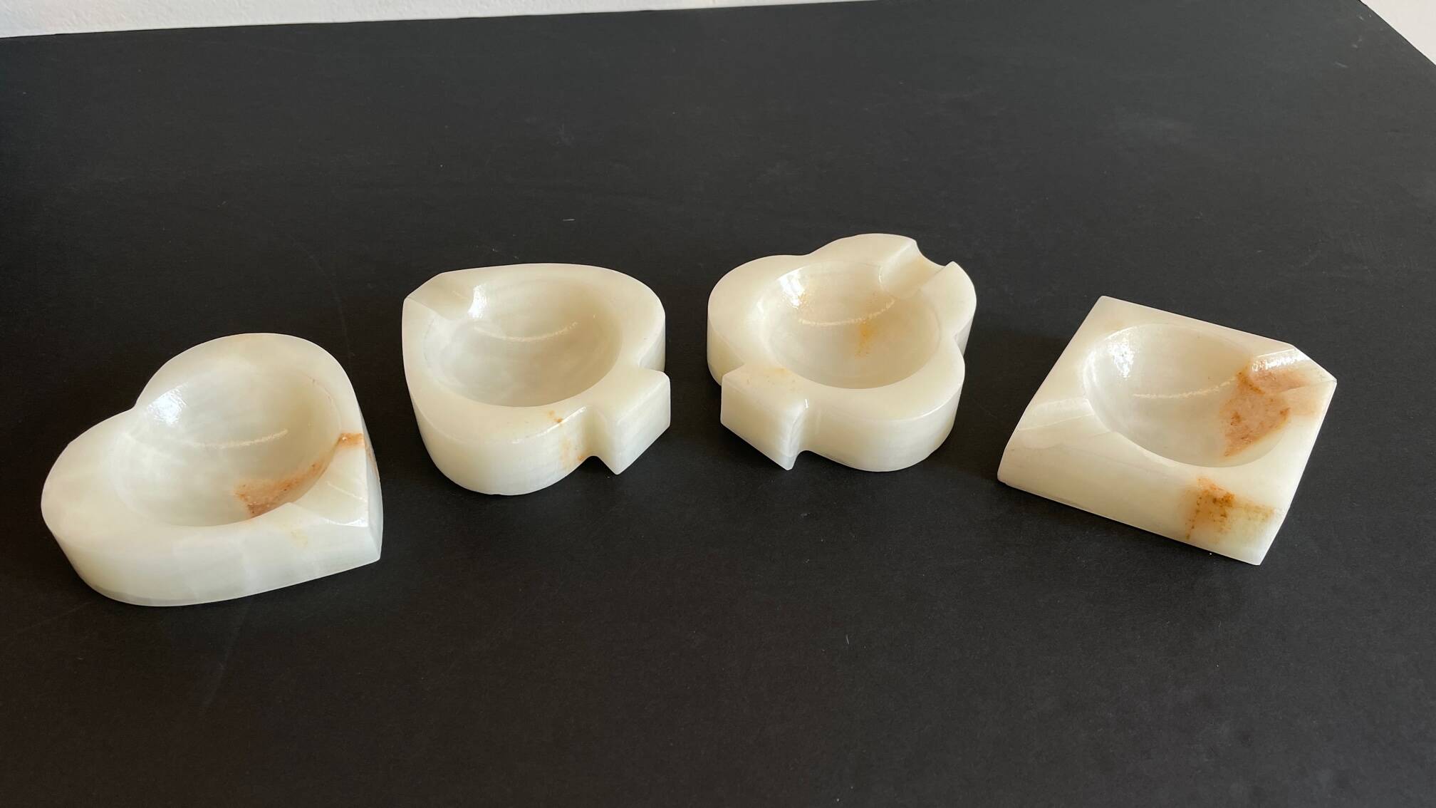 Vintage playing cards onyx ashtrays
