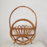 Vintage bamboo magazine rack Italy 1960s