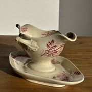 Saucier ancienne en faïence rose de Badonviller modèle Jasmin