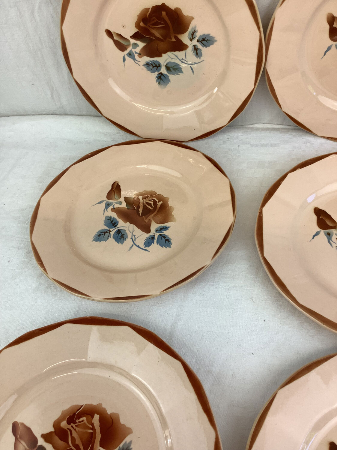 6 old flat plates made in france digoin sarreguemines