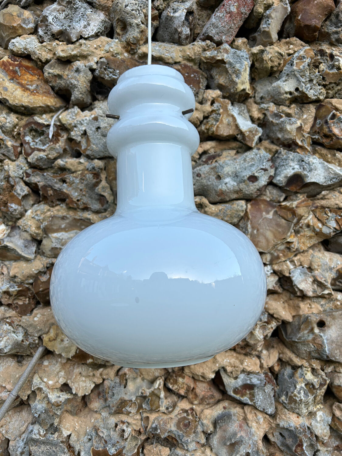 Vintage 1970s opaline glass pendant light