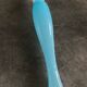 Vase soliflore in opaline turquoise blue color and white foot 24 cm