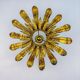 Large Spanish sunburst flower leafed light fixture in gilt metal, 1960s