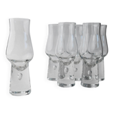Verres à boire Murano vintage des années 1970, lot de 6 avec tige à bulle, design italien courbé, verre à cocktail ou à vin rétro, idée cadeau élégante