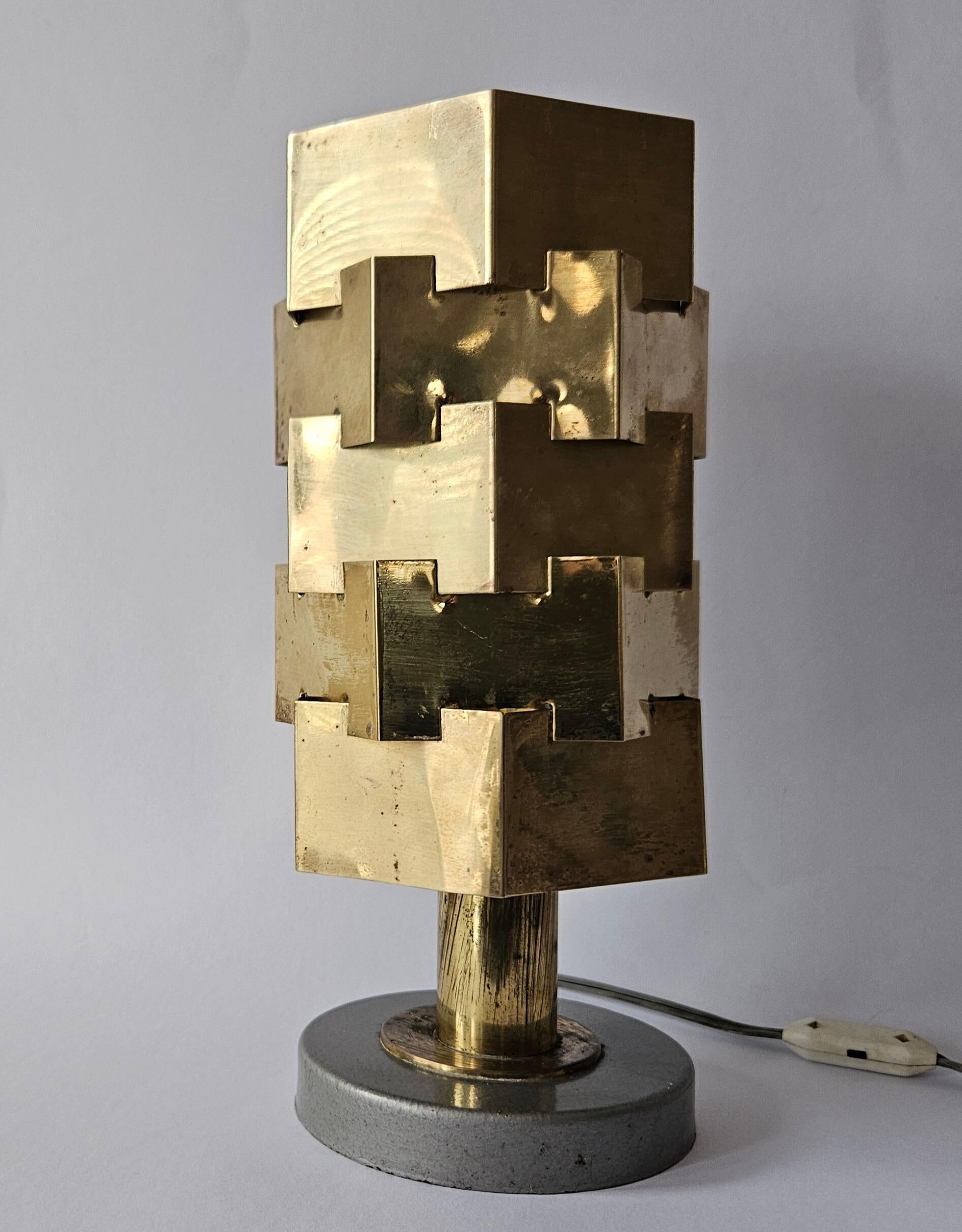 Rare Lubid Table Lamp in Brass from the Mid-Century, in the Style of Max Sauze, 1970s