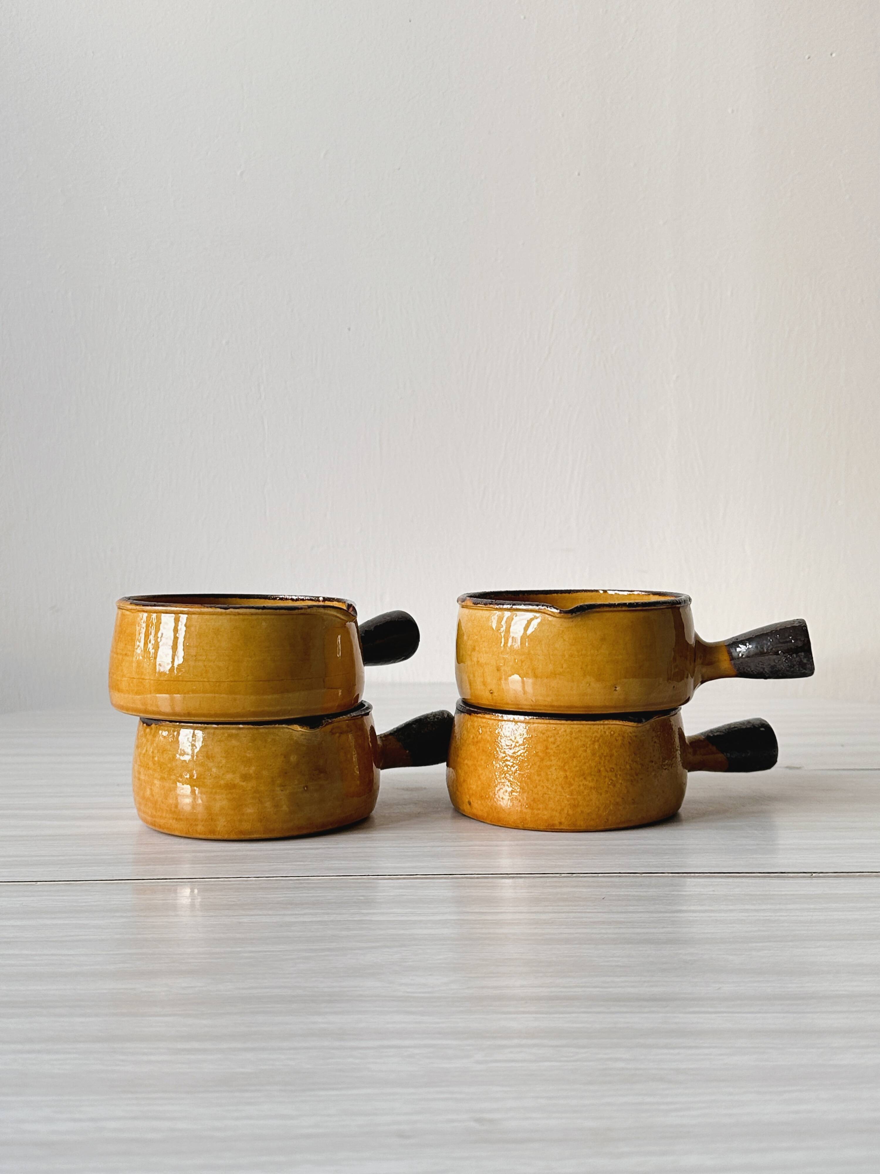 Caquelons - pans in yellow glazed stoneware from Vallauris