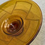 Large Art Deco amber glass bowl