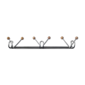 Vintage wall coat rack in brushed metal with wooden balls – Year design