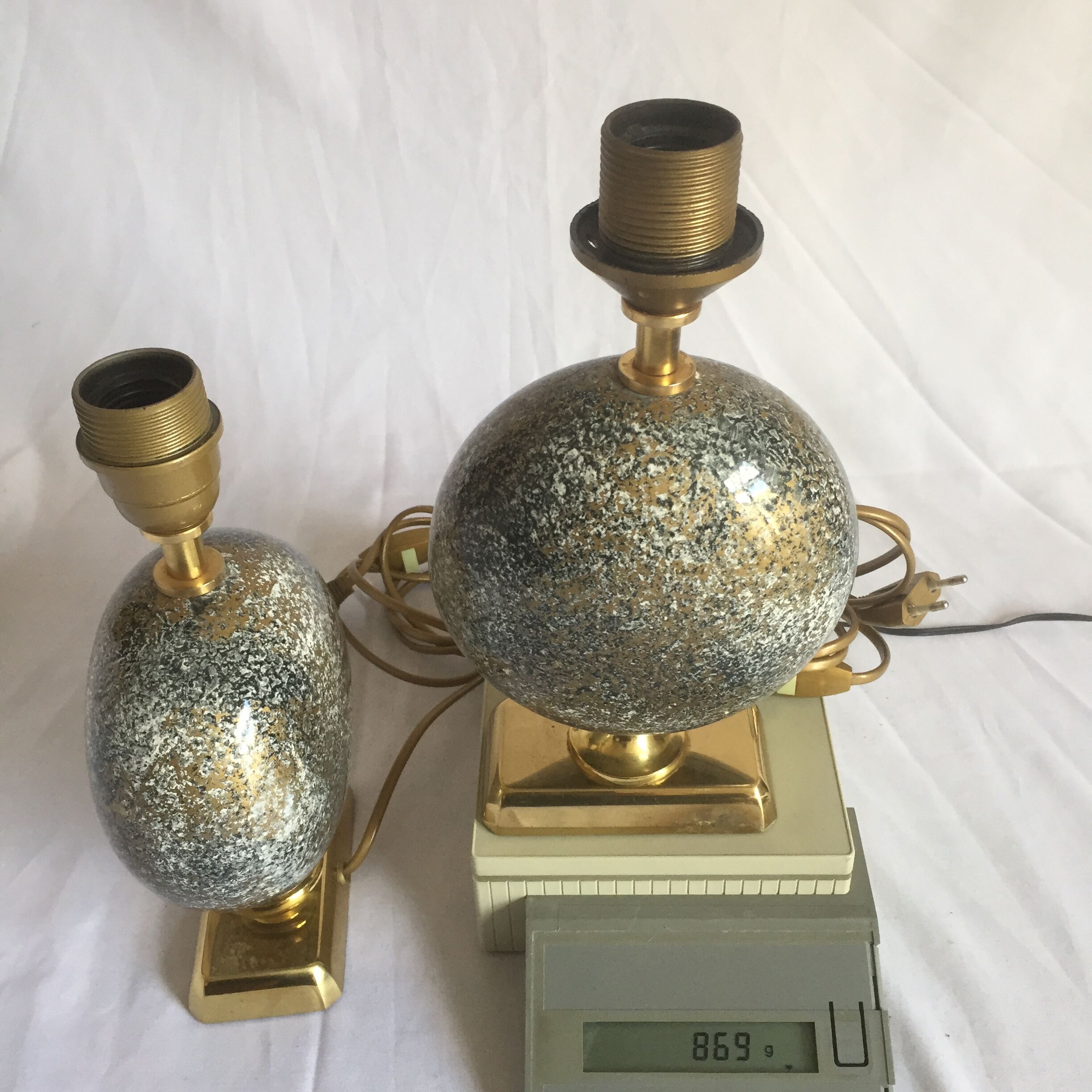 Pair of French 70s lamps Philippe Barbier style