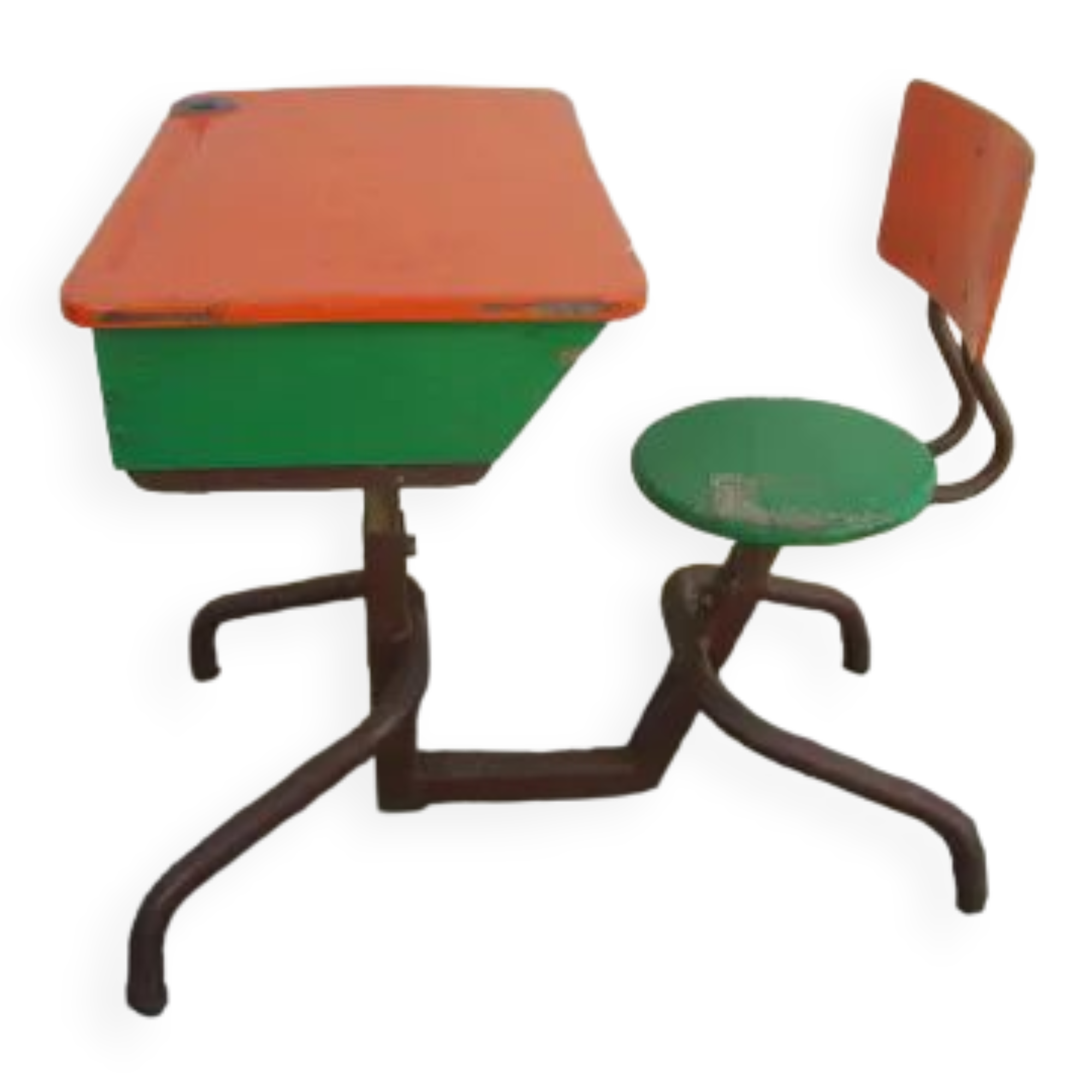 Vintage metal and wood school desk