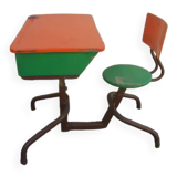 Vintage metal and wood school desk