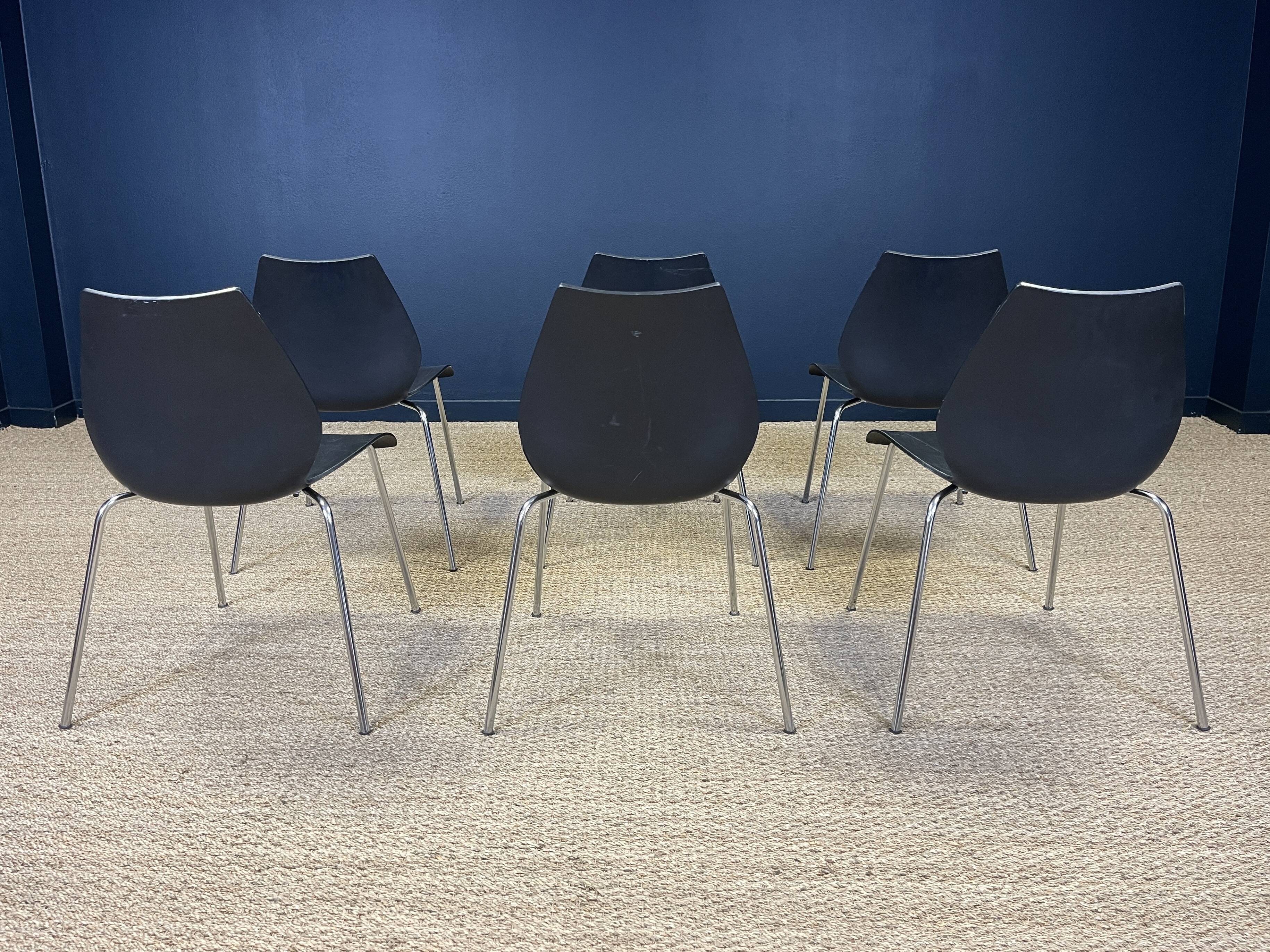 Set of 6 black Maui chairs by Magistretti for Kartell 2000s Italy