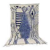 Vintage Azilal rug 264x150 cm - Blue geometric patterns