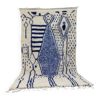 Vintage Azilal rug 264x150 cm - Blue geometric patterns
