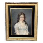 Ancien portrait pastel sur toile d'un jeune noble, signé et daté de 1899 au dos, cadre doré.