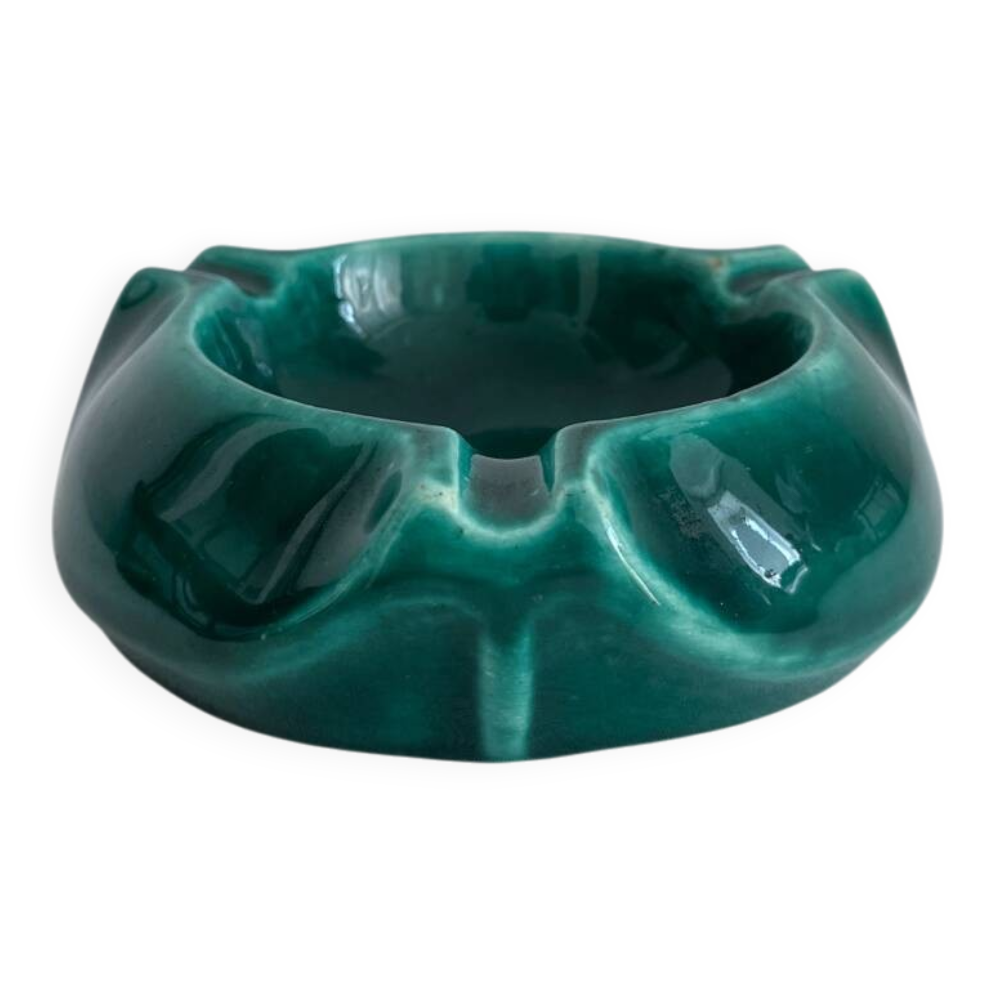 Cendrier en céramique vert vintage