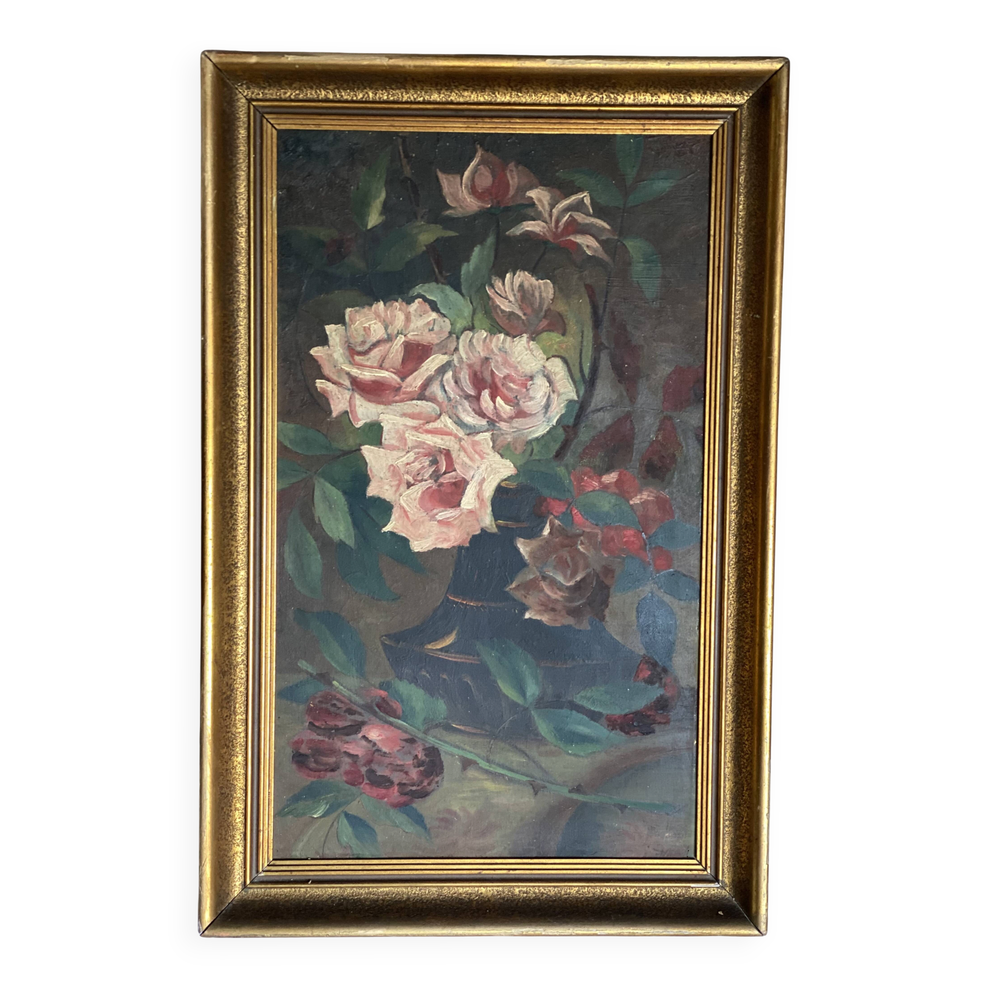 Tableau de pietr alberti, bouquet de fleurs (roses) nature morte
