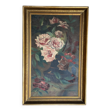 Tableau de pietr alberti, bouquet de fleurs (roses) nature morte