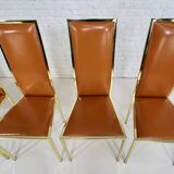Set of 6 brass and leather chairs, Italian design from the 70s by Renato Z