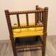 Vintage Art Deco corner chair in bobbin oak and straw, 1930s
