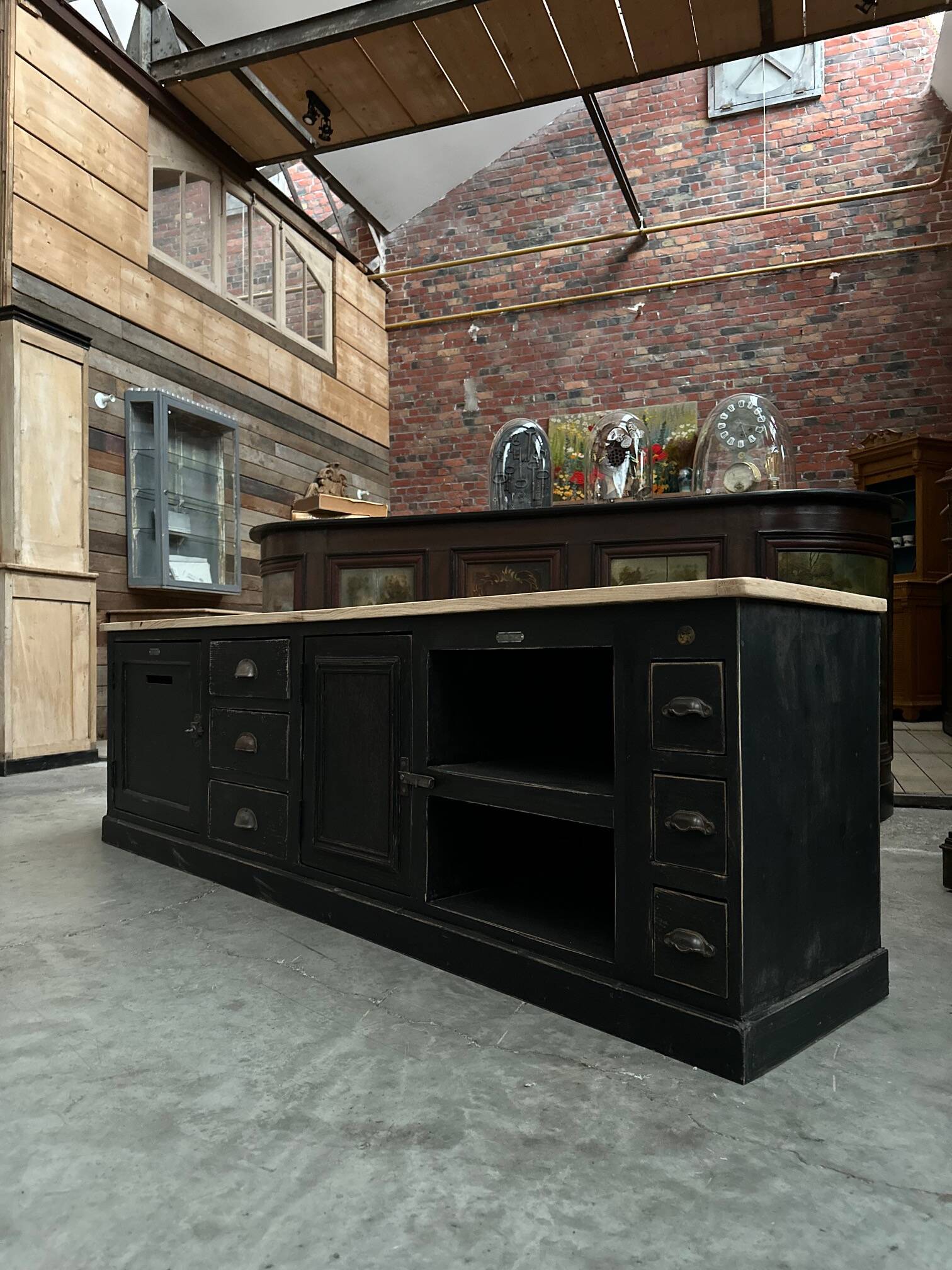 Workshop furniture transformed into a TV unit.