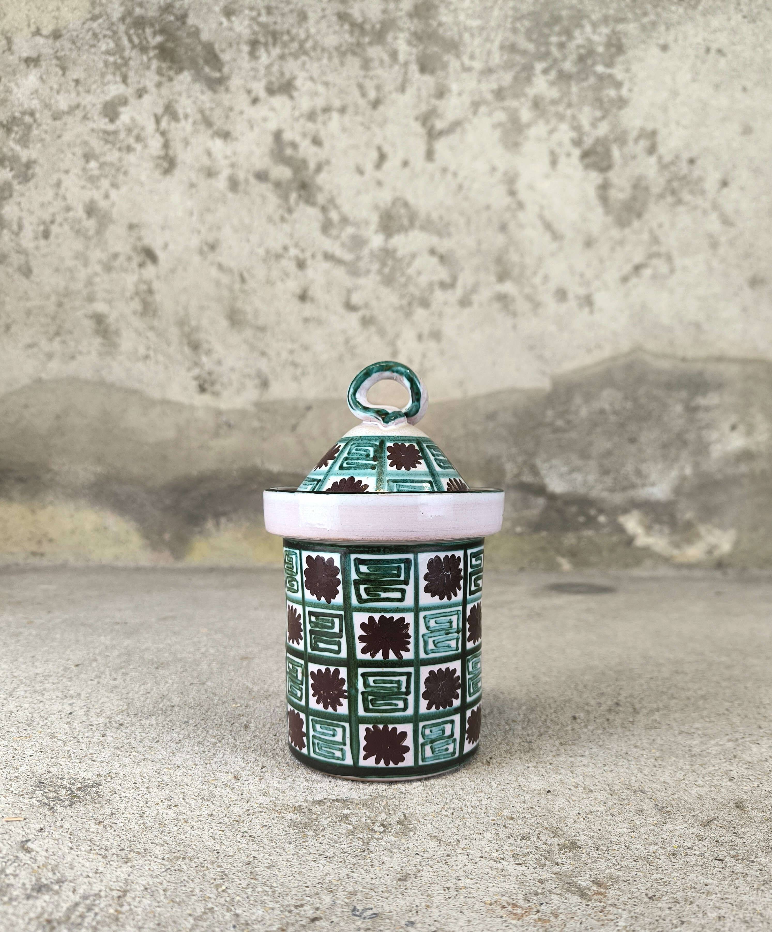 Small vintage ceramic pot in the style of Robert Picault