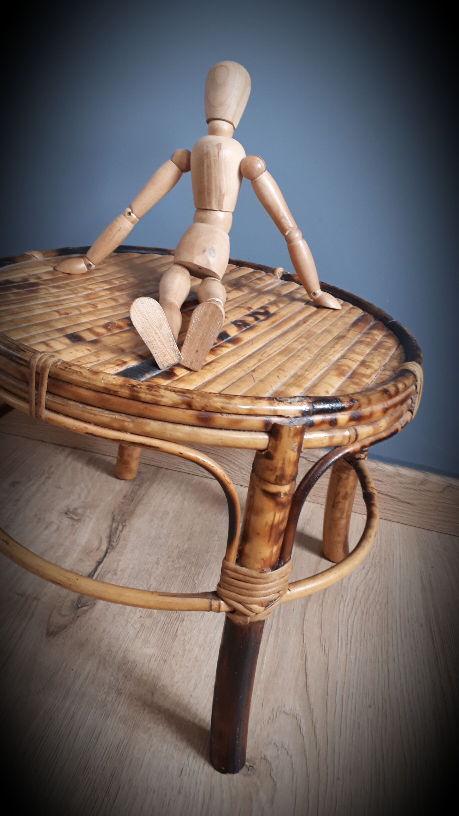 Bamboo stool under plant