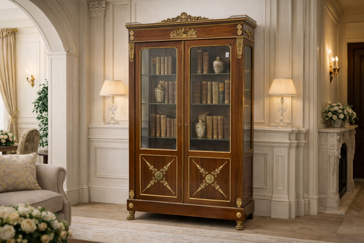 Unique Empire library display cabinet, France, circa 1820.