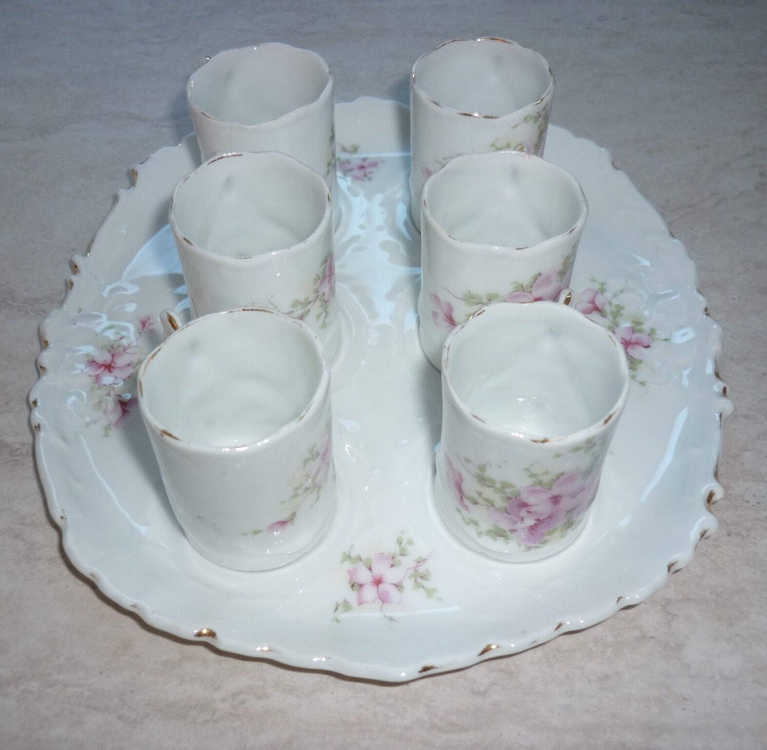 Coffee cups and tray, antique porcelain children's tableware