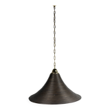 Pencil Reed, Rattan, Bamboo and Brass Pendant Hanging Lamp, Italy, 1970s