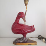 Pied de lampe canard faiënce et laiton