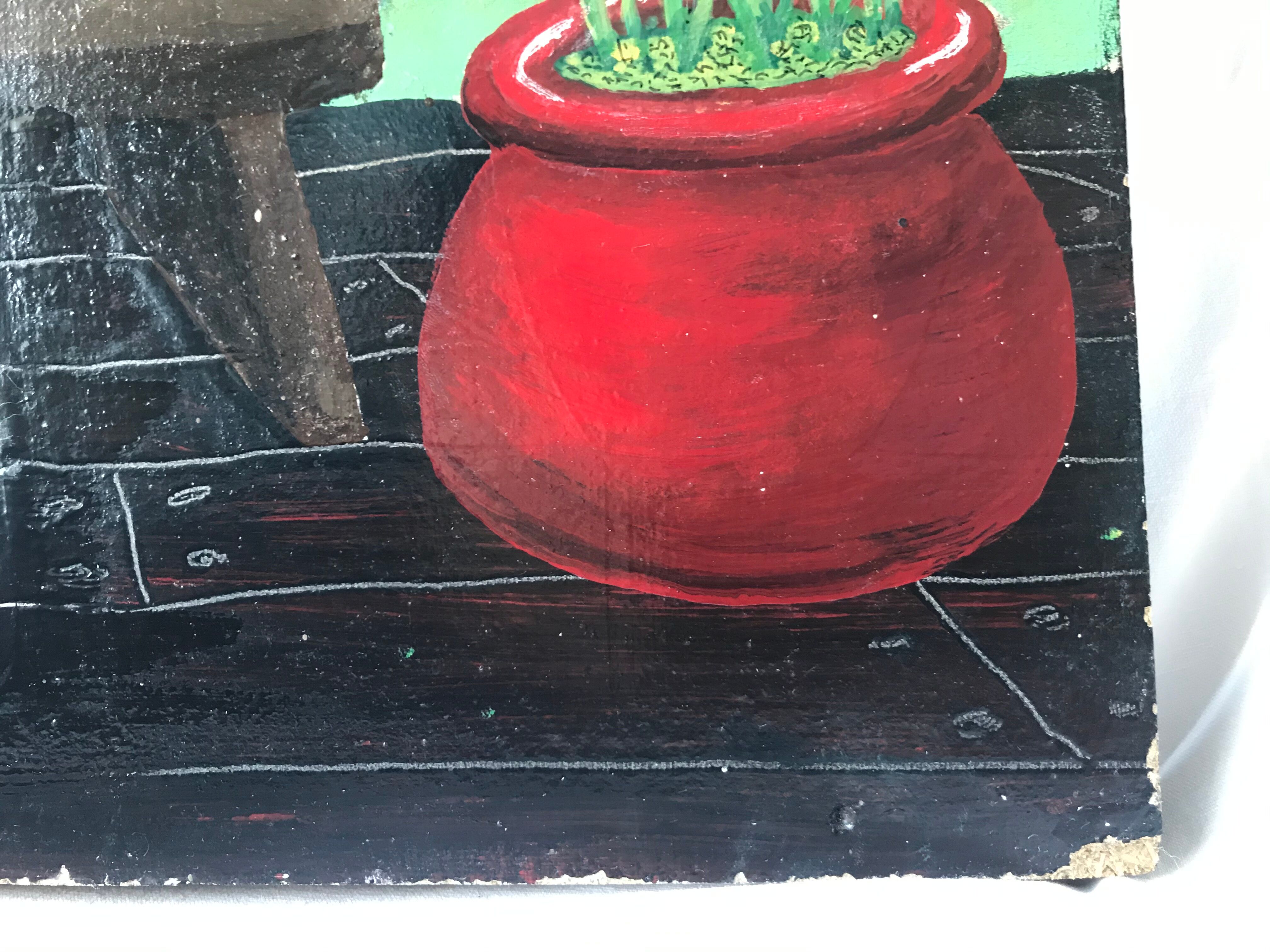 Painting oil Japanese interior scene