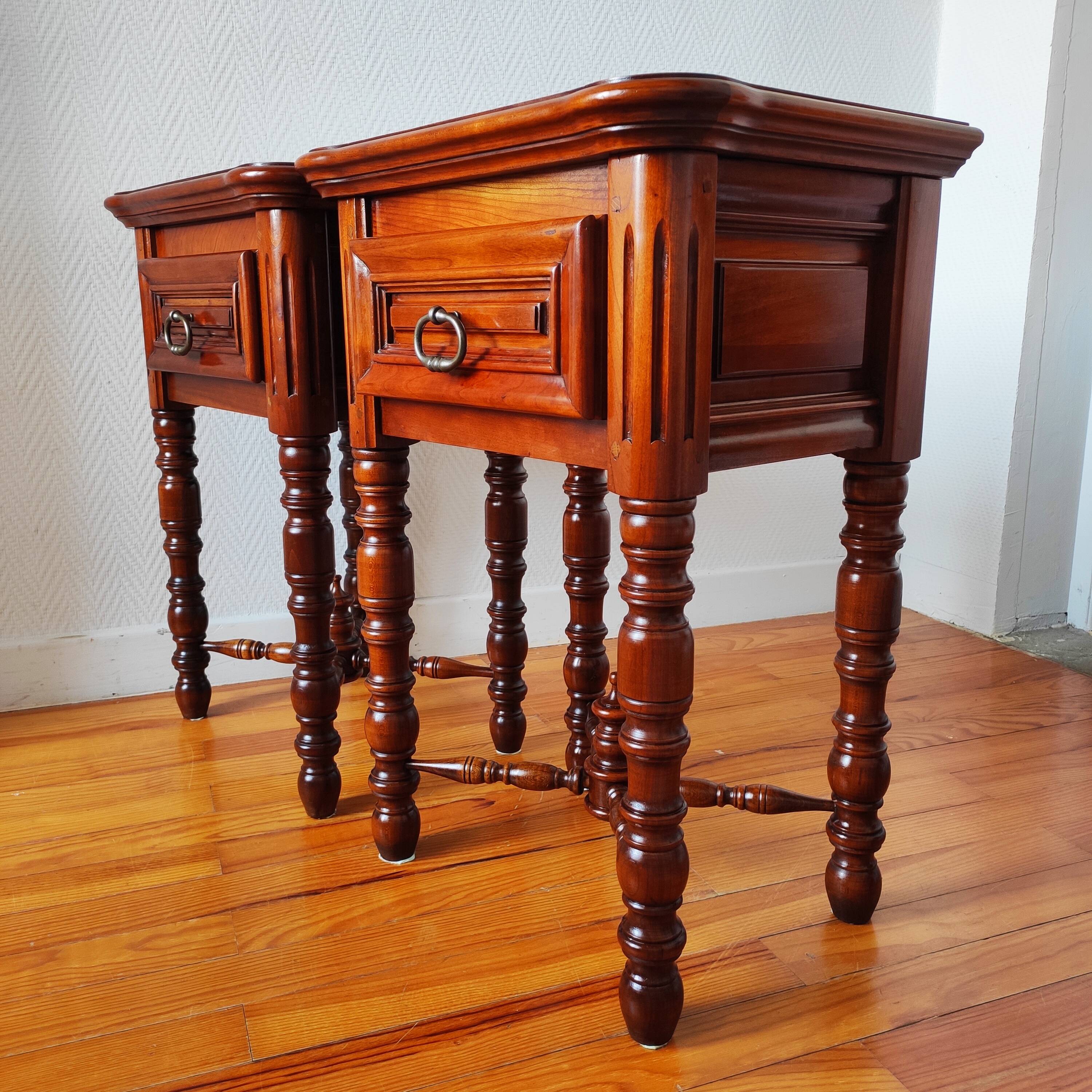 Pair of French solid wood bedside tables