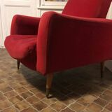 Vintage armchair from the 60s/70s in red velvet