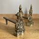 Pair of Louis XV andirons in solid bronze, early 20th century