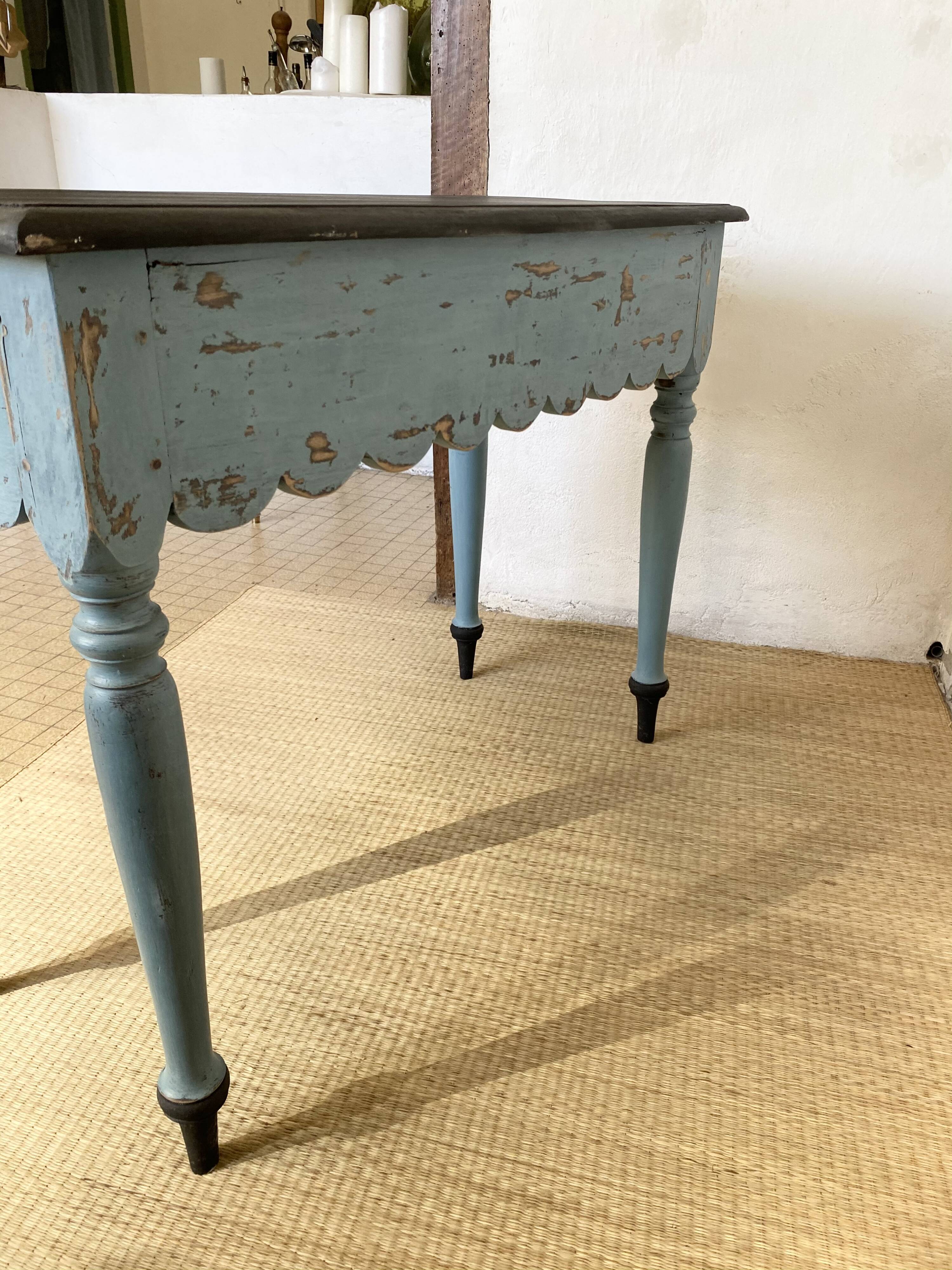 Scalloped console table