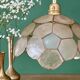 Suspension antique lampshade in beige and blue mother-of-pearl