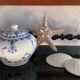 English sugar bowl in half-porcelain, antique.