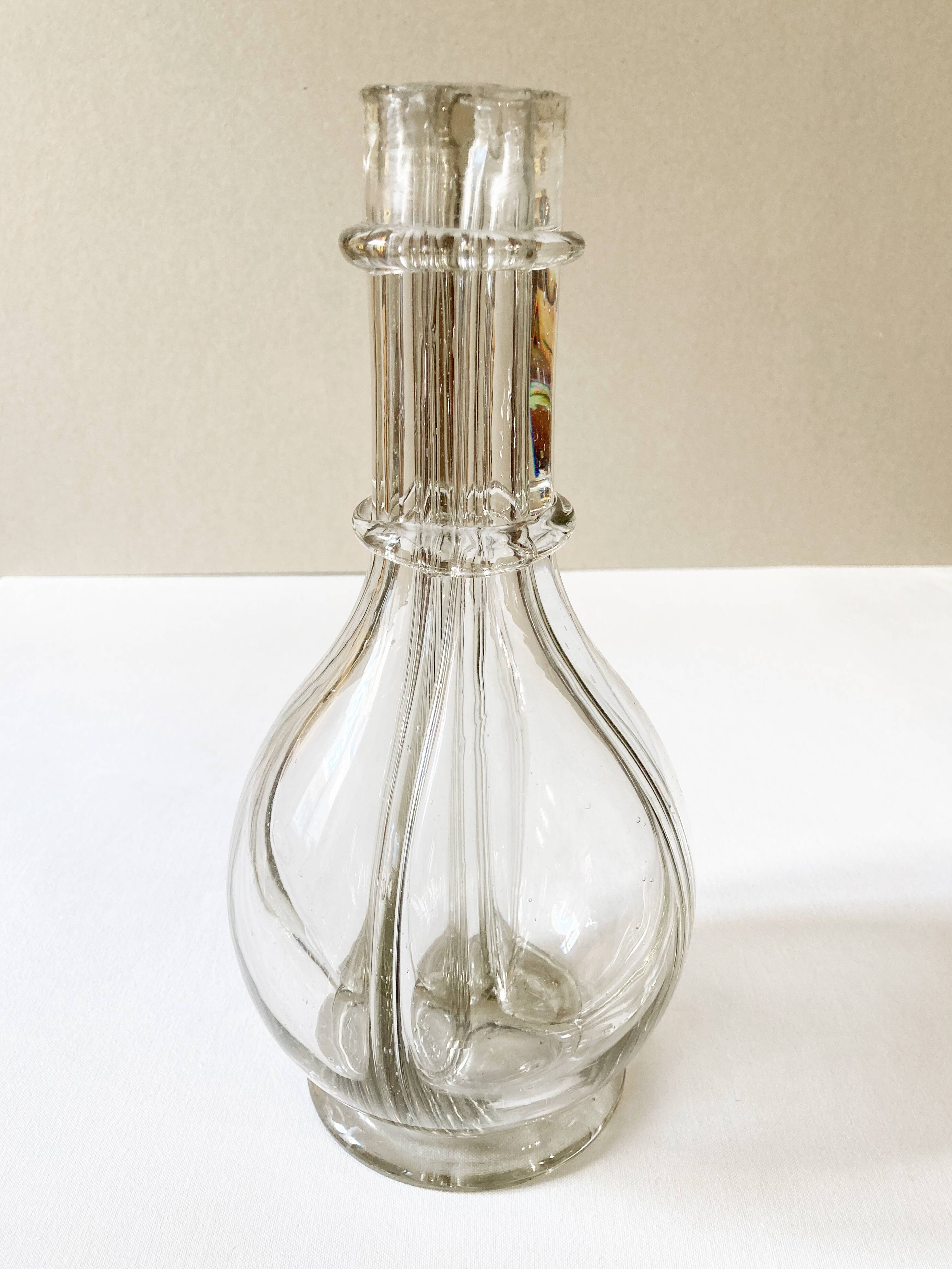 Old liqueur carafe, 4 compartments, glass