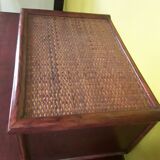 Desk and chair in rattan and vintage wood