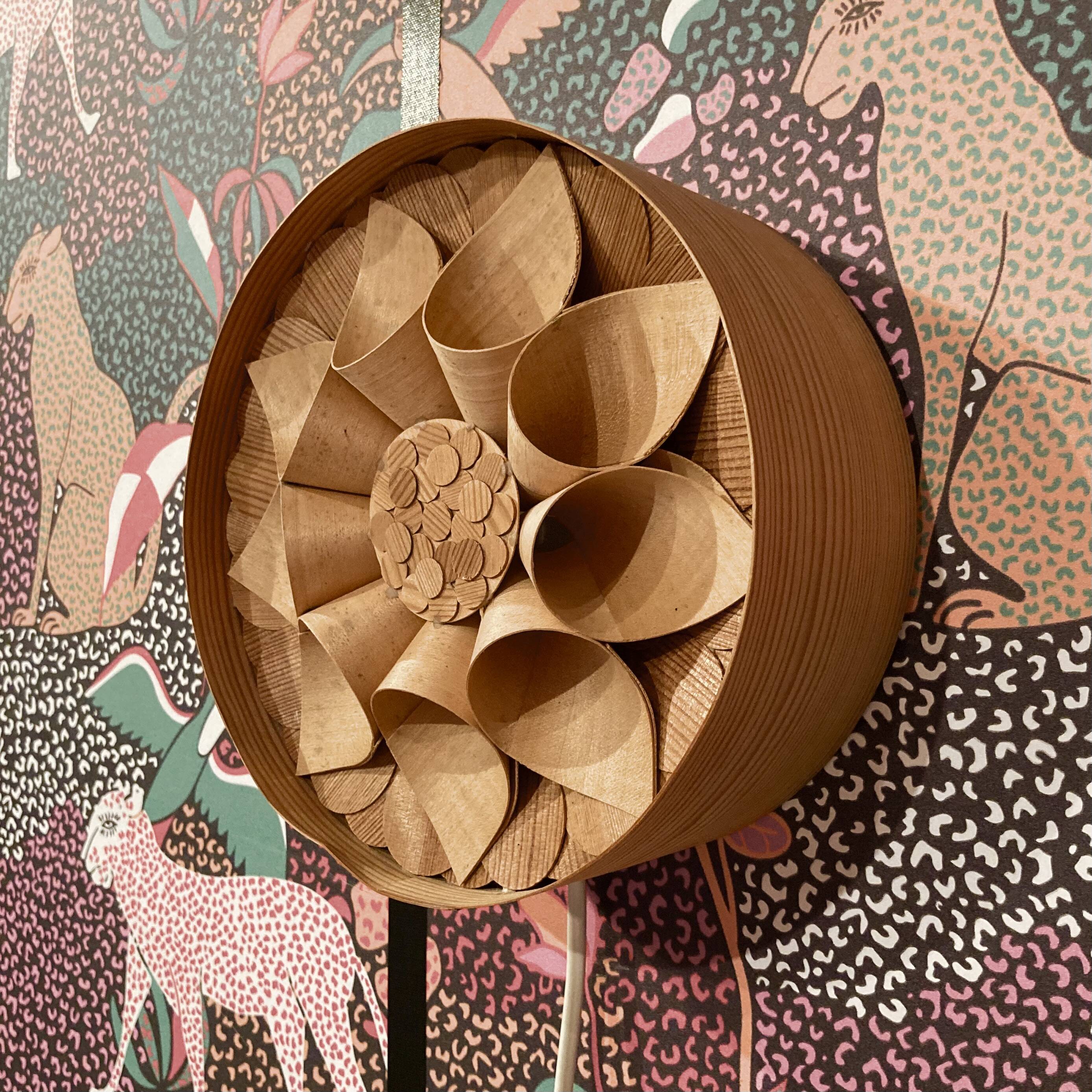 Large wooden wall light, Scandinavian design, 1950s.