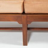 Mid-Century Danish Modern 3-seats sofa with cognac leather cushions