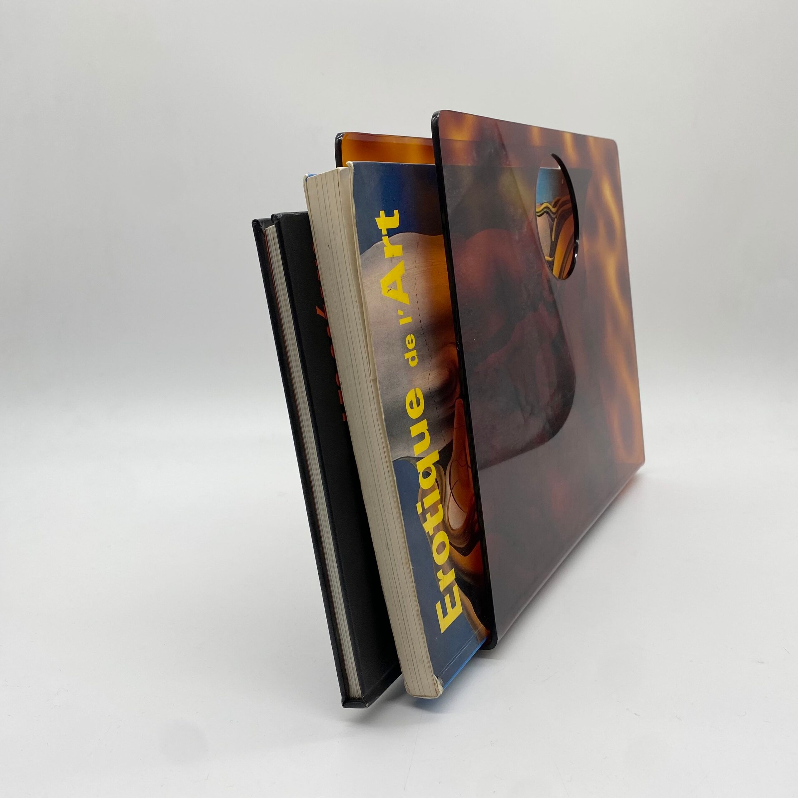 Lucite magazine rack "tortoiseshell", 1970s