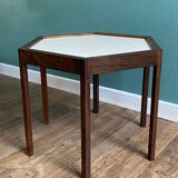 Scandinavian hexagonal side table stamped "Made in Denmark" 60s