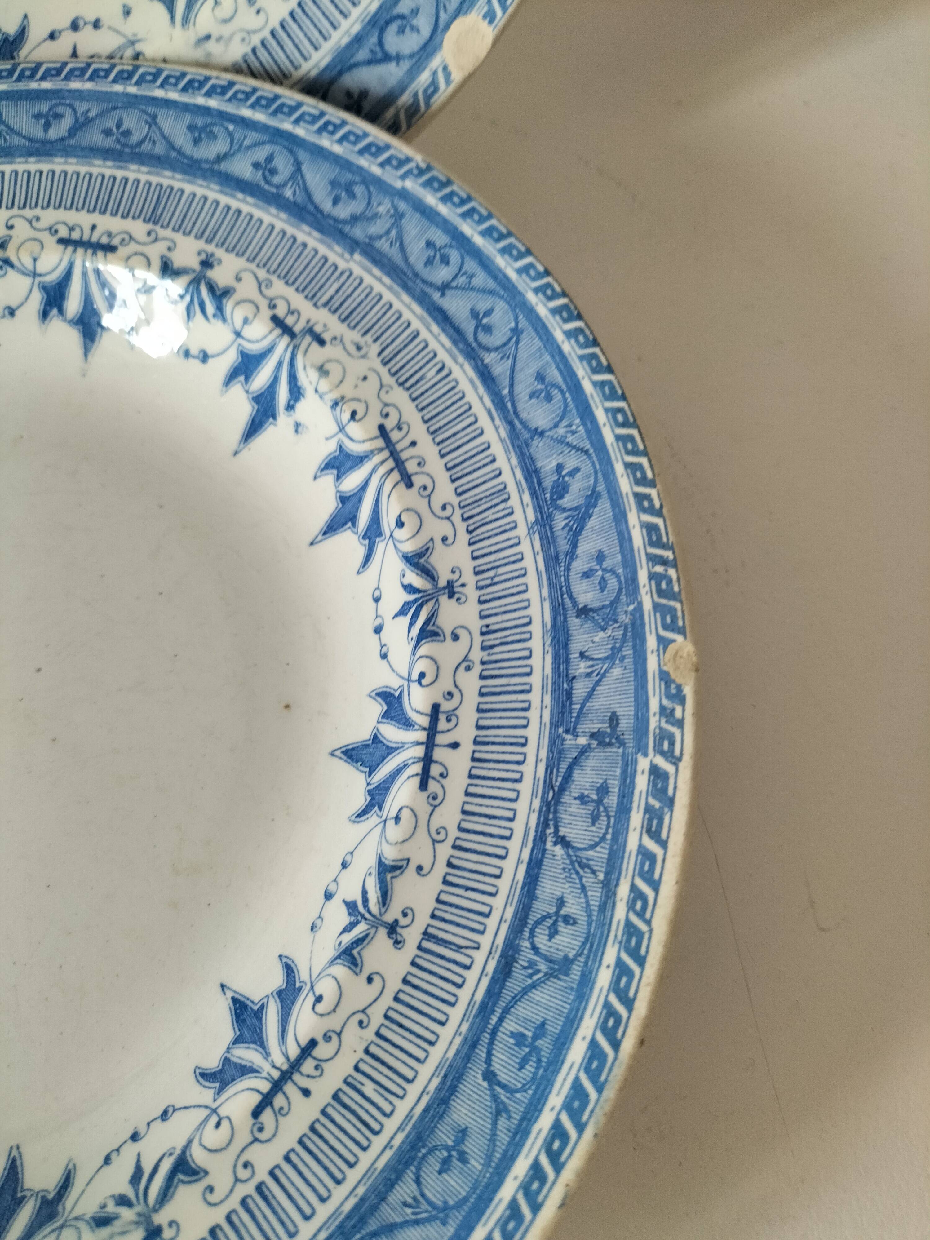 Pair of old Boulenger Choisy-le-Roi soup plates – Gallic decor