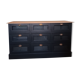 Buffet teck meuble 9 tiroirs en bois brut
