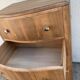 High Art Deco chest of drawers with moustache legs, raw walnut, 1930.